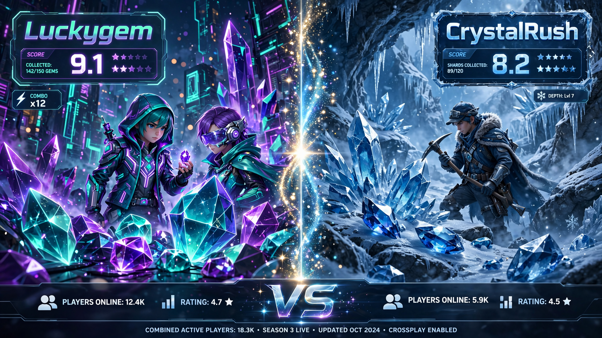 Luckygem vs CrystalRush vs DiamondQuest